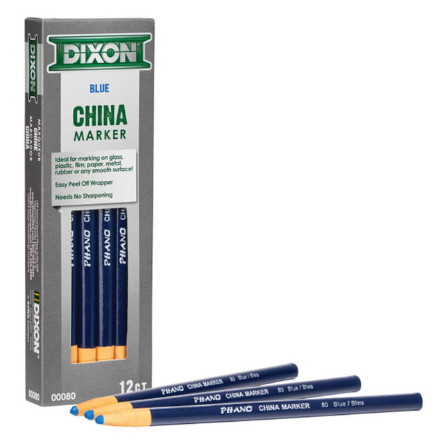 DIXON TICONDEROGA CO Dixon® Phano China Markers, Blue, Pack of 12