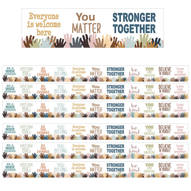 TEACHER CREATED RESOURCES Teacher Created Resources® Everyone is Welcome Helping Hands Straight Border Trim, 35 Feet Per Pack, 6 Packs