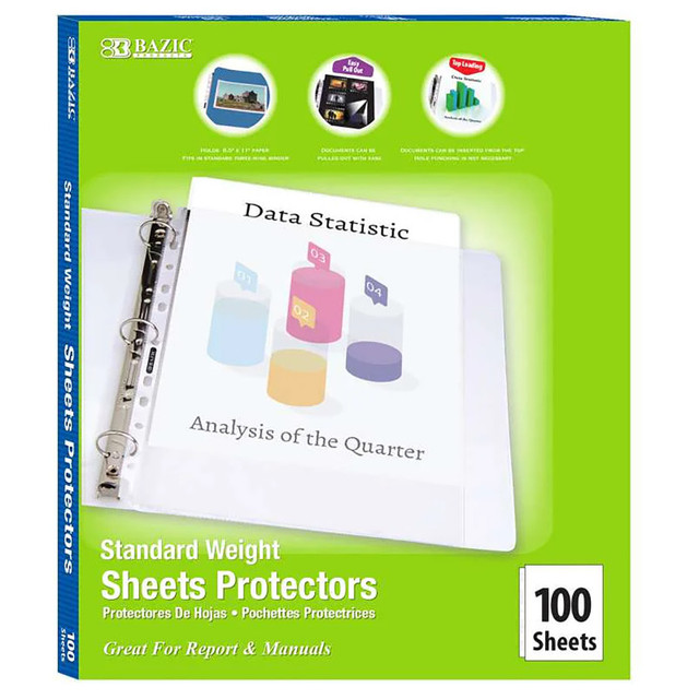 BAZIC PRODUCTS BAZIC Products® Standard Weight Top Loading Sheet Protectors, Box of 100