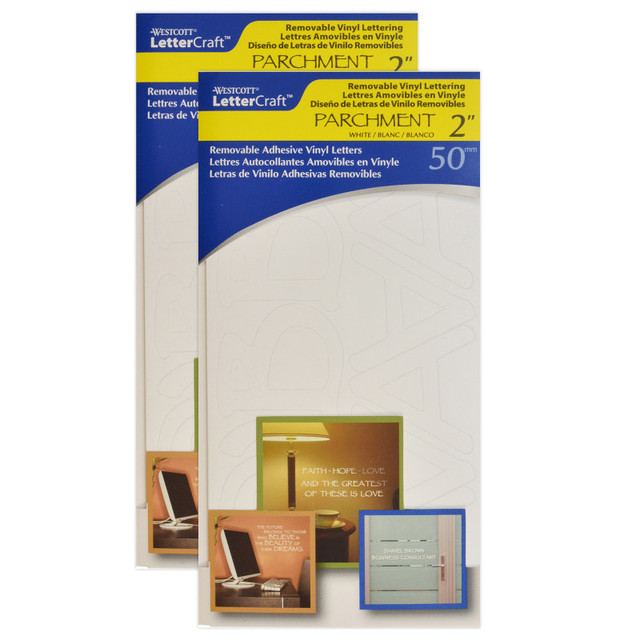 ACME UNITED CORPORATION Westcott® LetterCraft Removable Vinyl Lettering, 2-Inch, Parchment, White, 98 Per Pack, 2 Packs