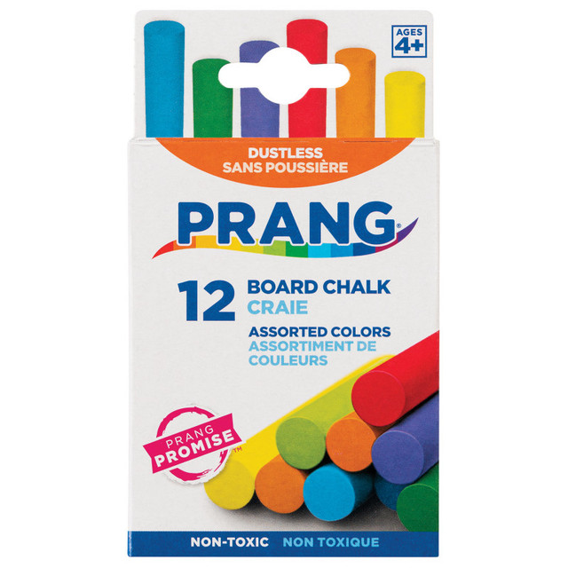 DIXON TICONDEROGA CO Prang® Hygieia® Dustless Board Chalk, Assorted Colors, Pack of 12