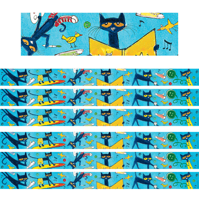 TEACHER CREATED RESOURCES Teacher Created Resources® Pete the Cat® Straight Border Trim, 35 Feet Per Pack, 6 Packs