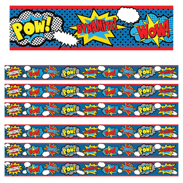 TEACHER CREATED RESOURCES Teacher Created Resources® Superhero Straight Border Trim, 35 Feet Per Pack, 6 Packs