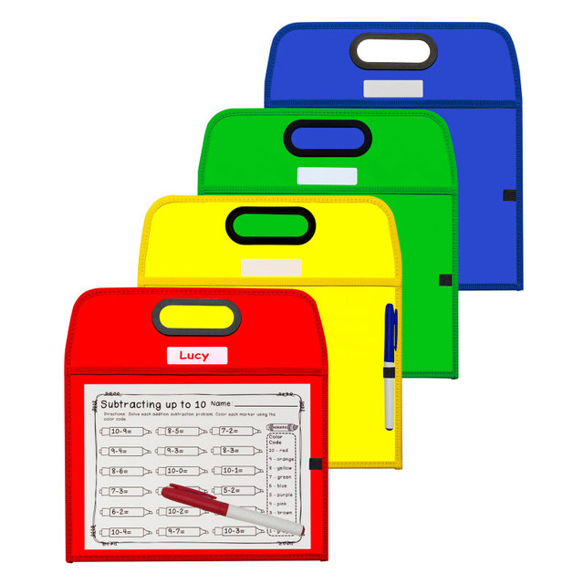 C-LINE PRODUCTS INC C-Line® Portable Dry Erase Pockets - Study Aid, Assorted Primary Colors, 10 x 13, 1/EA