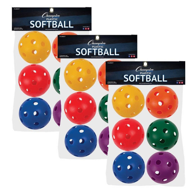 CHAMPION SPORTS Champion Sports Plastic Softballs, 6 Per Set, 3 Sets
