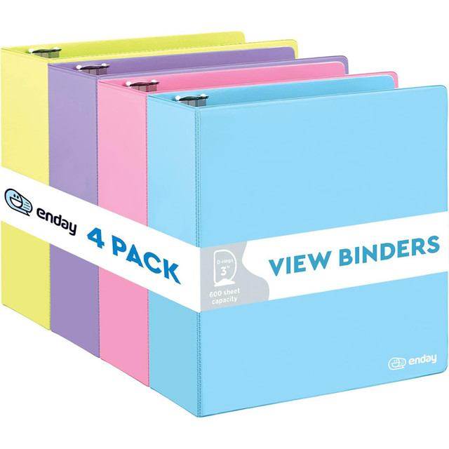 MIX N MORE enday 3-Ring View Binder, Slant D-Ring, Assorted Colors, 3 Inch, Pack of 4