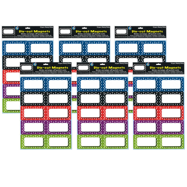 ASHLEY PRODUCTIONS Ashley Productions® Die-Cut Magnetic Colorful Dots Labels/Nameplates, 10 Per Pack, 6 Packs