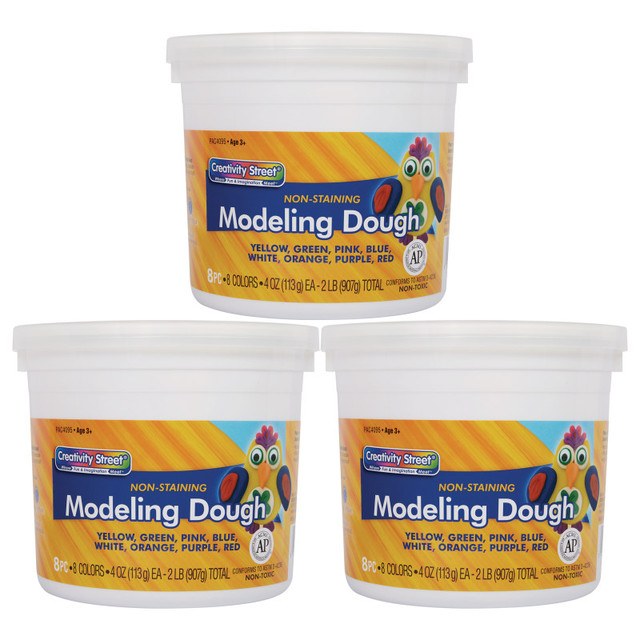 DIXON TICONDEROGA CO Creativity Street® Modeling Dough, 8 Assorted Colors, 4 oz. Per Piece, 8 Pieces Per Pack, 3 Packs