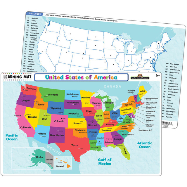 TEACHER CREATED RESOURCES Teacher Created Resources® United States of America Map Learning Mat
