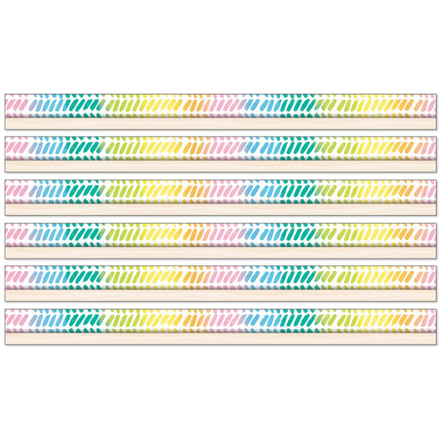 CARSON DELLOSA EDUCATION Happily Ever Elementary Creatively Inspired Watercolor Chevron Straight Borders, 36 Feet Per Pack, 6 Packs