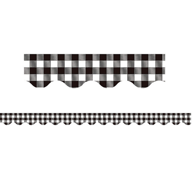 TEACHER CREATED RESOURCES Teacher Created Resources® Black and White Gingham Scalloped Border Trim, 35 Feet