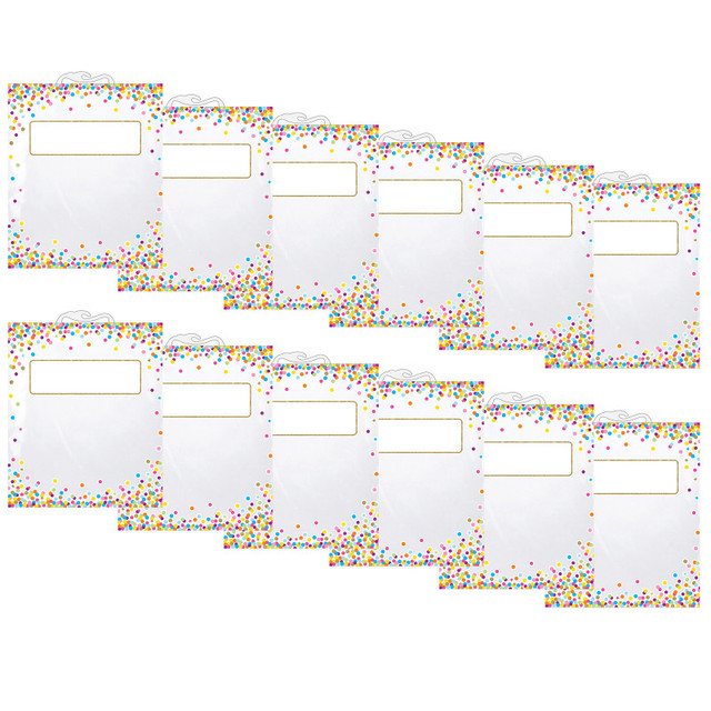 ASHLEY PRODUCTIONS Ashley Productions® Hanging Confetti Pattern Storage/Book Bag, 10.5" x 12.5", 6 Per Pack, 2 Packs