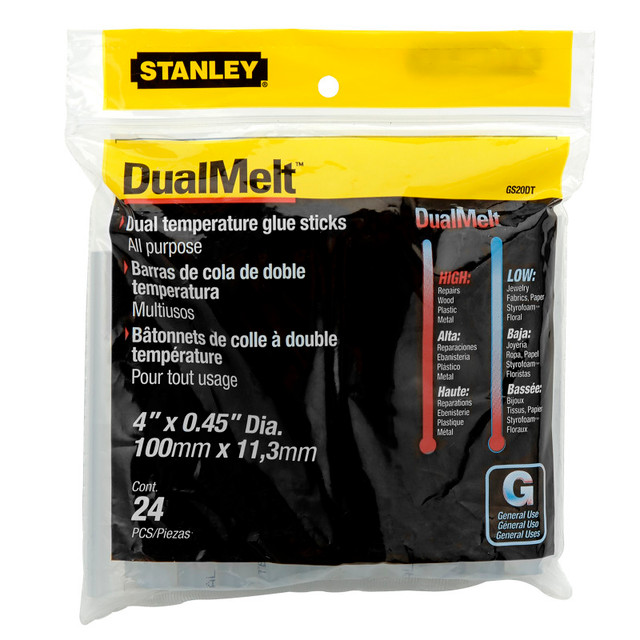 AMAX Stanley® Dual Temperature Glue Sticks, 7/16 in x 4 in, Pack of 24