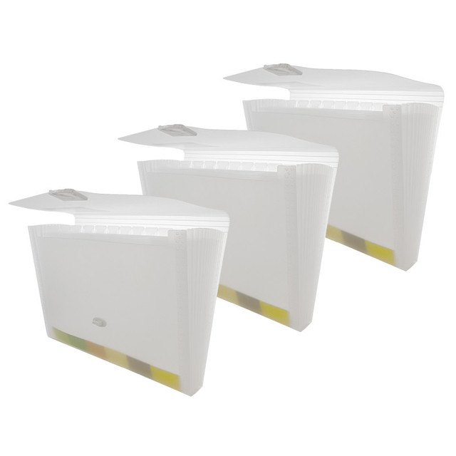 BAZIC PRODUCTS BAZIC Products® Translucent 13-Pocket Letter Size Poly Expanding File, Pack of 3