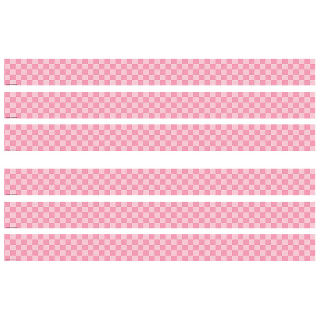 TEACHER CREATED RESOURCES Teacher Created Resources® Cool for School Pink Checkers Straight Border Trim, 35 Feet Per Pack, 6 Packs