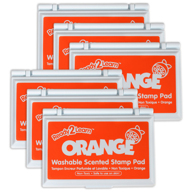 LEARNING ADVANTAGE READY 2 LEARN™ Washable Stamp Pad - Orange Scented, Orange - Pack of 6