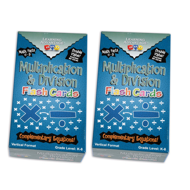 LEARNING ADVANTAGE Learning Advantage® Double-Value Vertical Flash Cards - Multiplication & Division Set - 90 Per Pack, 2 Packs