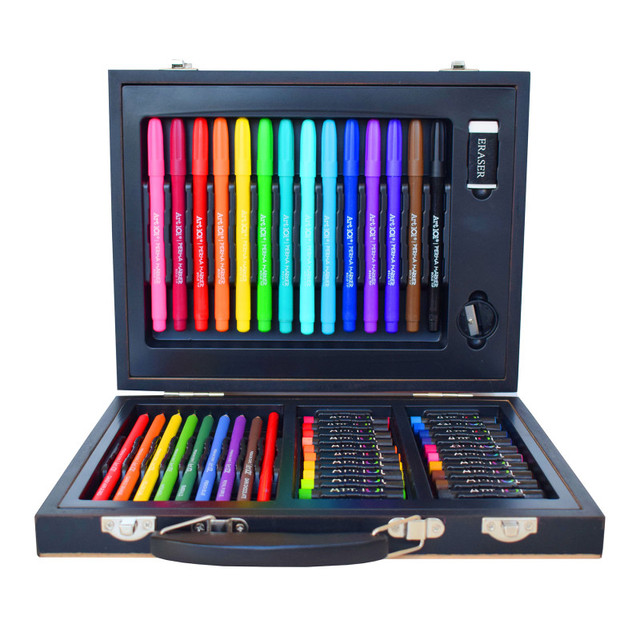 ART 101 / ADVANTUS Art 101 Color & Sketch Color Your Own Wood 58-Piece Art Set