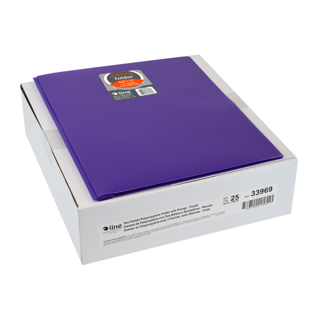 C-LINE PRODUCTS INC C-Line® Two-Pocket Heavyweight Poly Portfolio Folder with Prongs, Purple, Pack of 25