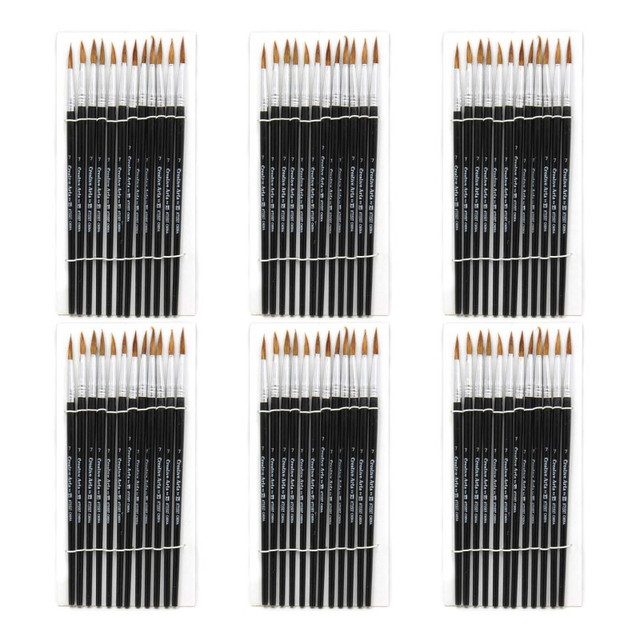 ADVANTUS Charles Leonard Water Color Paint Brushes, #7 - 3/4" Camel Hair, Black Handle, 12 Per Set, 6 Sets