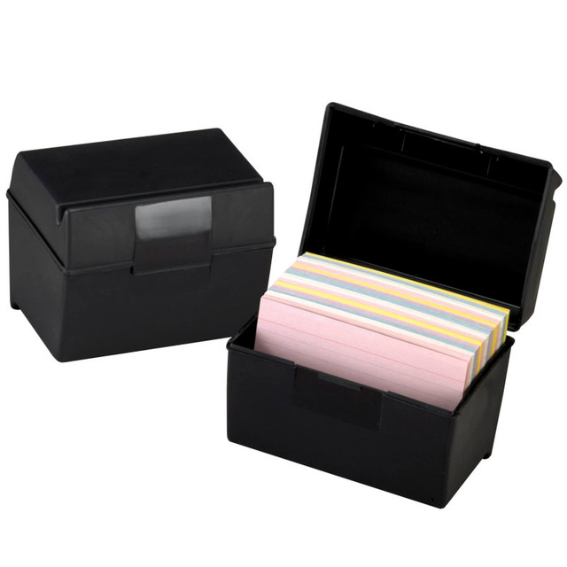 TOPS PRODUCTS Oxford® Plastic Index Box, 4" x 6", 400 Card Capacity, Black