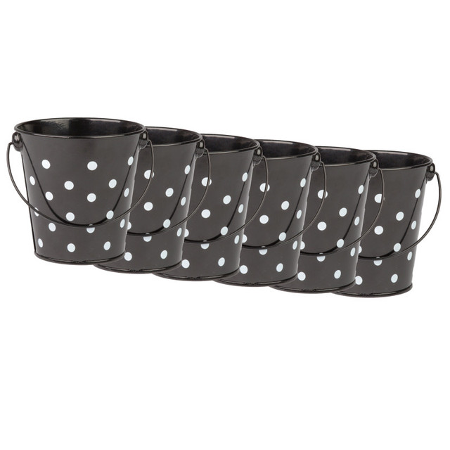 TEACHER CREATED RESOURCES Teacher Created Resources® Black Polka Dots Bucket, Pack of 6