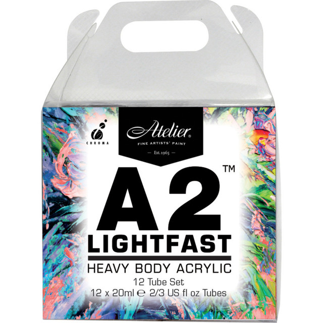 CHROMA INC Atelier A2 Heavy Body Lightfast Artist Acrylic, 20 ml Tubes, 12 Color Set
