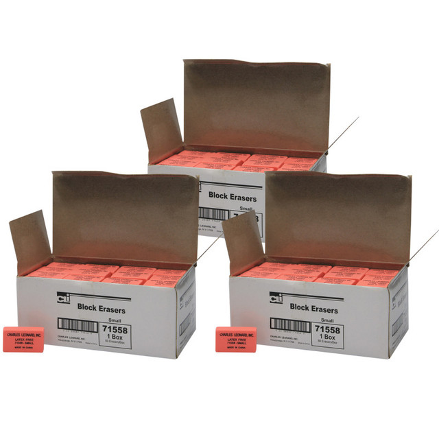 ADVANTUS Charles Leonard Pencil Eraser - Synthetic - Latex Free - Block Shape - Small - 80 per Box, 3 Boxes