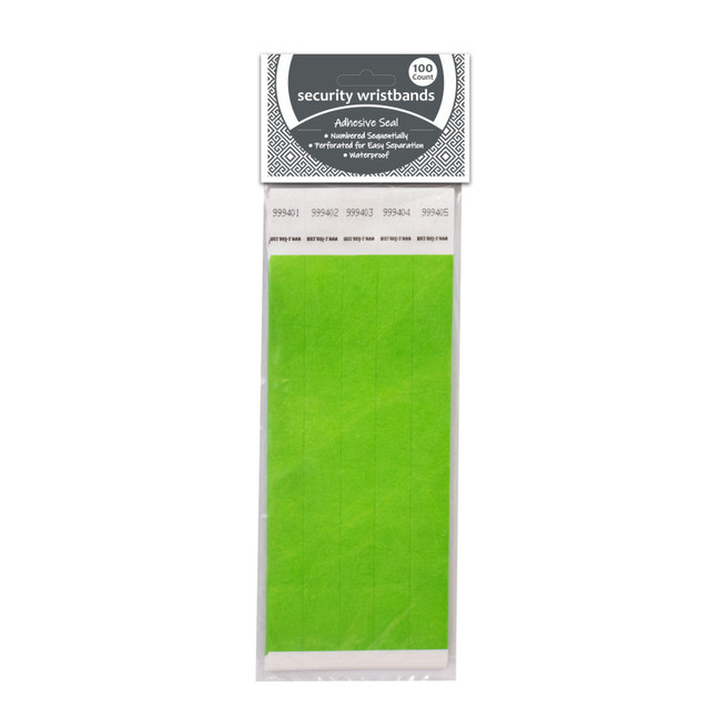 C-LINE PRODUCTS INC C-Line® DuPont™ Tyvek® Security Wristbands, Green, Pack of 100