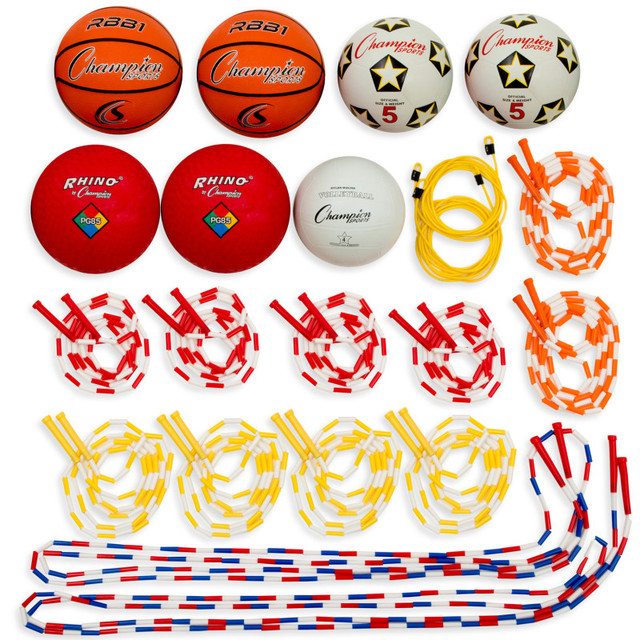 CHAMPION SPORTS Champion Sports Physical Education Kit with 7 Balls & 14 Jump Ropes, Assorted Colors
