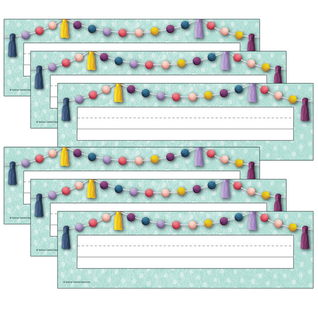 TEACHER CREATED RESOURCES Teacher Created Resources® Oh Happy Day Flat Name Plates, 36 Per Pack, 6 Packs