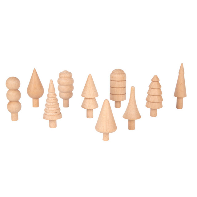 LEARNING ADVANTAGE TickiT® Woodland Trees Set - Set of 10 - For Ages 10m+ - Wooden Trees for Kids - 10 Different Shapes - Loose Parts Wooden Toys for Toddlers