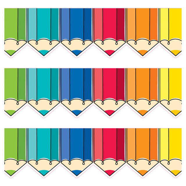 CREATIVE TEACHING PRESS Creative Teaching Press® Core Decor Colorful Doodle Pencils EZ Border, 48 Feet Per Pack, 3 Packs