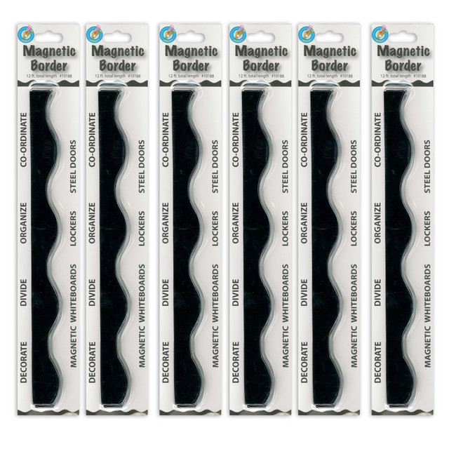 ASHLEY PRODUCTIONS Ashley Productions® Magnetic Border, Black, 12 Feet Per Pack, 6 Packs