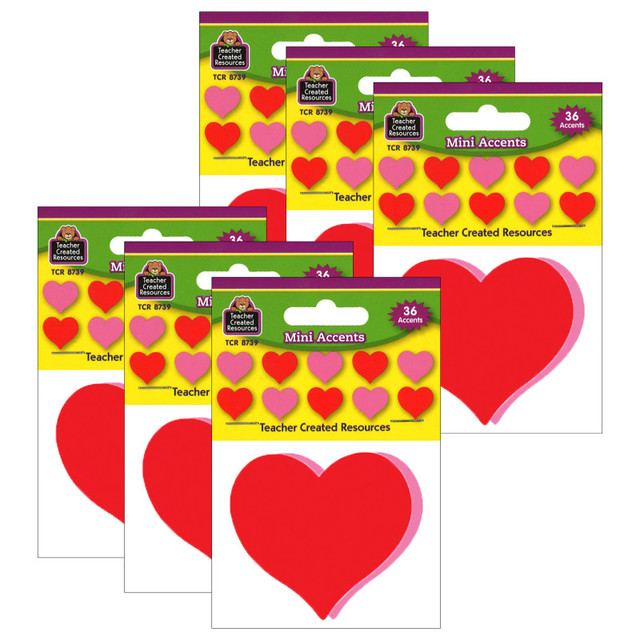 TEACHER CREATED RESOURCES Teacher Created Resources® Hearts Mini Accents, 36 Per Pack, 6 Packs