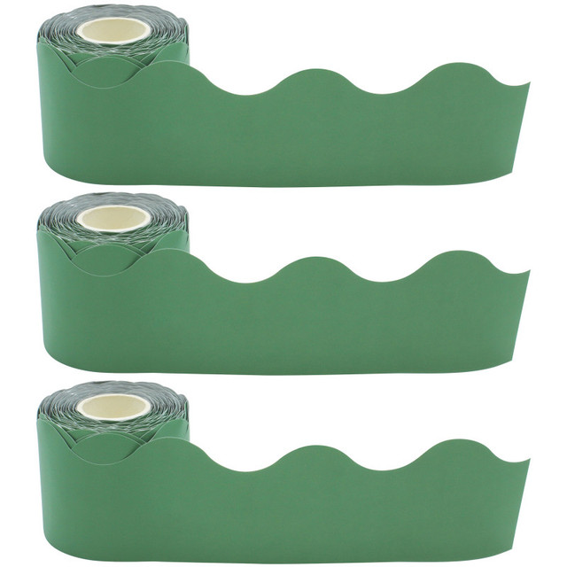 TEACHER CREATED RESOURCES Teacher Created Resources® Eucalyptus Green Scalloped Rolled Border Trim, 50 Feet Per Roll, Pack of 3