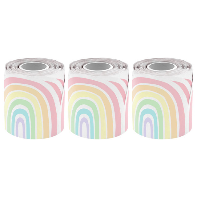 TEACHER CREATED RESOURCES Teacher Created Resources® Pastel Pop Rainbows Die-Cut Rolled Border Trim, 50 Feet, 3 Rolls
