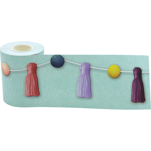 TEACHER CREATED RESOURCES Teacher Created Resources® Oh Happy Day Pom-Poms and Tassels Straight Rolled Border Trim, 50 Feet