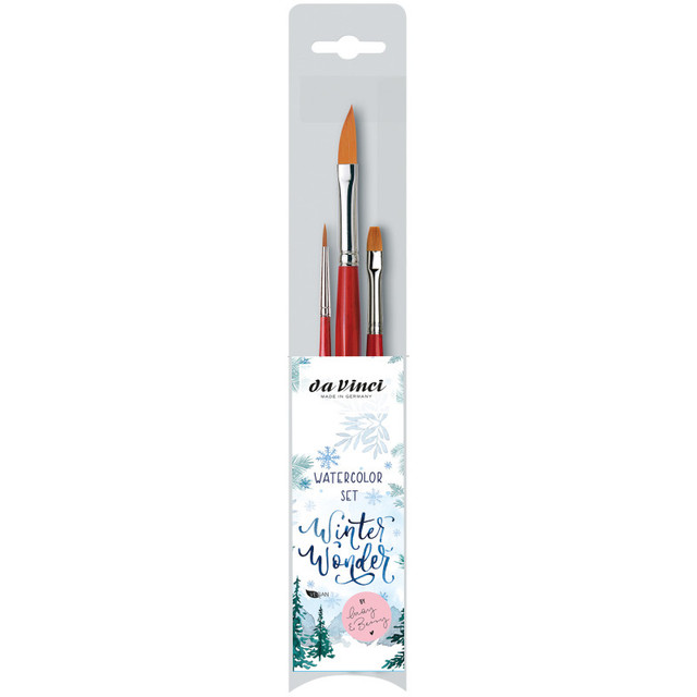 GREGORY DANIELS FINE ARTS INC da Vinci Artist Signature Collection by May & Berry Design Studio (Winter Wonder), Watercolor Brushes, Assorted, 3 Brush Set