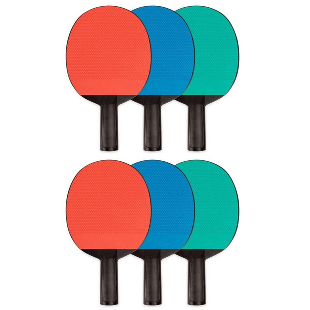 CHAMPION SPORTS Champion Sports Plastic Rubber Face Table Tennis Paddle, Pack of 6