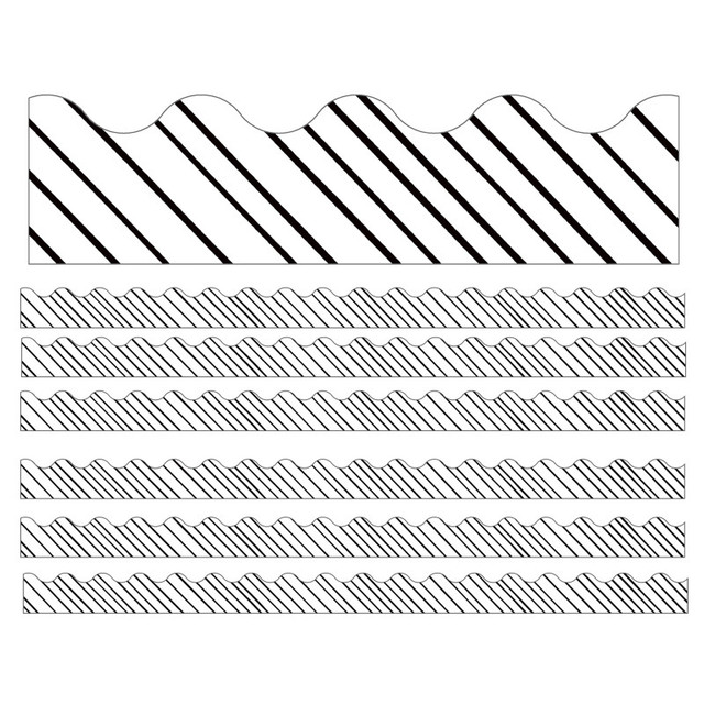 CARSON DELLOSA EDUCATION Carson Dellosa Education Kind Vibes Black & White Stripes Scalloped Borders, 39 Feet Per Pack, 6 Packs