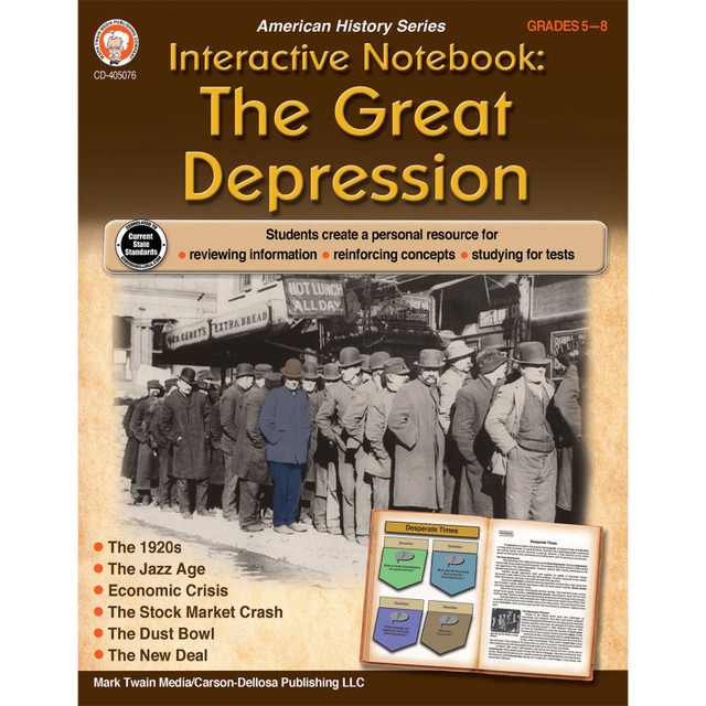 CARSON DELLOSA EDUCATION Mark Twain Media Interactive Notebook: The Great Depression, Grade 5-8