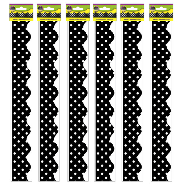 TEACHER CREATED RESOURCES Teacher Created Resources® Black Mini Polka Dots Border Trim, 35 Feet Per Pack, 6 Packs
