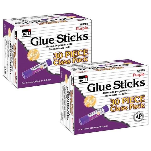 ADVANTUS Charles Leonard Glue Sticks - AP Certified, Class Pack, Purple, 0.28 oz., 30 Per Pack, 2 Packs