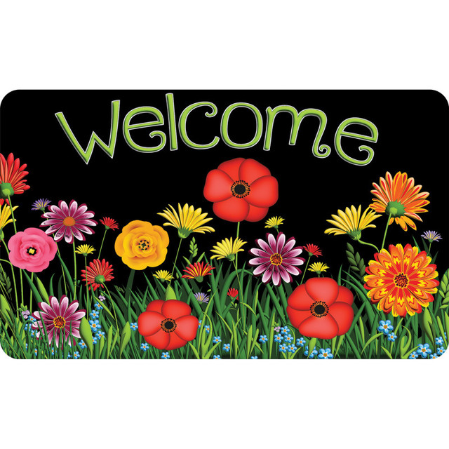 ASHLEY PRODUCTIONS Ashley Productions® The Original Fun Mat™, Welcome Mat, 18" x 30", Wildflowers Welcome