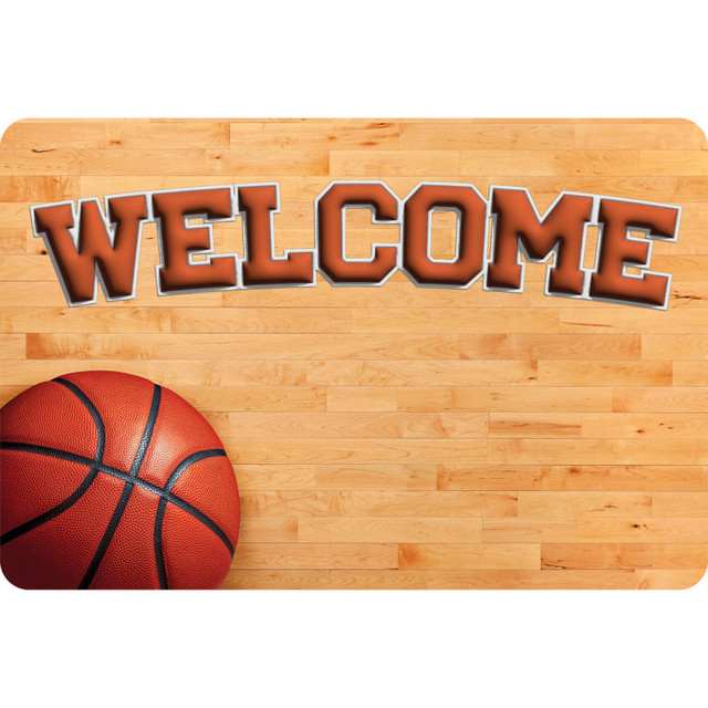 ASHLEY PRODUCTIONS Ashley Productions® The Original Fun Mat™, Welcome Mat, 15.5" x 23.5", Basketball Welcome