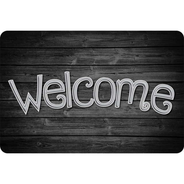 ASHLEY PRODUCTIONS Ashley Productions® The Original Fun Mat™, Welcome Mat, 15.5" x 23.5", Black Wood Welcome
