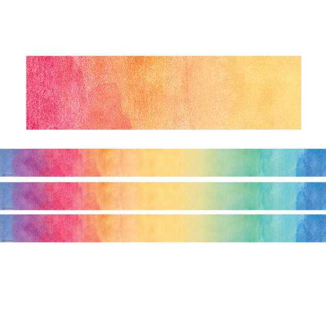 TEACHER CREATED RESOURCES Teacher Created Resources® Watercolor Straight Rolled Border Trim, 50 Feet Per Roll, 3 Rolls