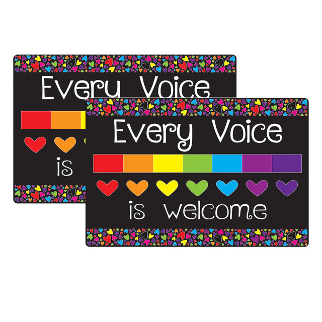 ASHLEY PRODUCTIONS Smart Poly® Welcome Mat with Slip Resistant Backing, 15.5" x 23.5", Every Voice Welcome Here, Pack of 2