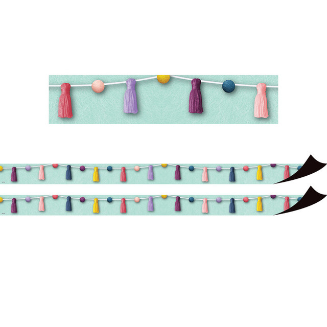TEACHER CREATED RESOURCES Teacher Created Resources® Oh Happy Day Pom-Poms and Tassels Magnetic Border, 24 Feet Per Pack, 2 Packs